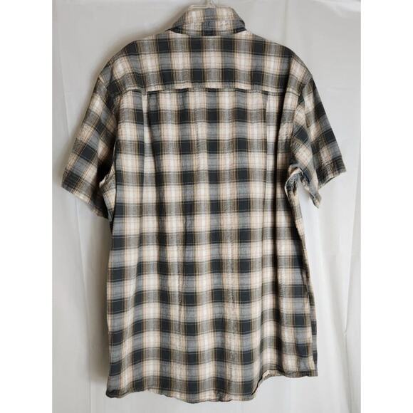 Red Head Men’s L Plaid Short Sleeve Button Up Shirt Blue Gray Outdoor EUC - Picture 2 of 9